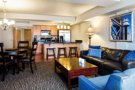 1 Bedroom Condo living and kitchen
