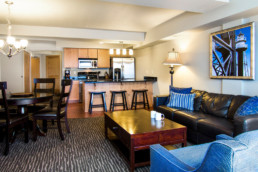 1 Bedroom Condo living and kitchen
